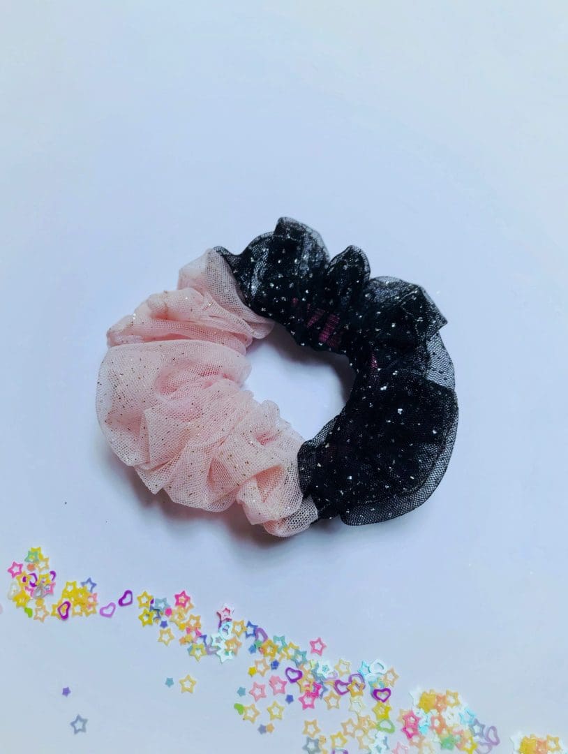 Soussou Scrunchy | Pink & Black Glitter