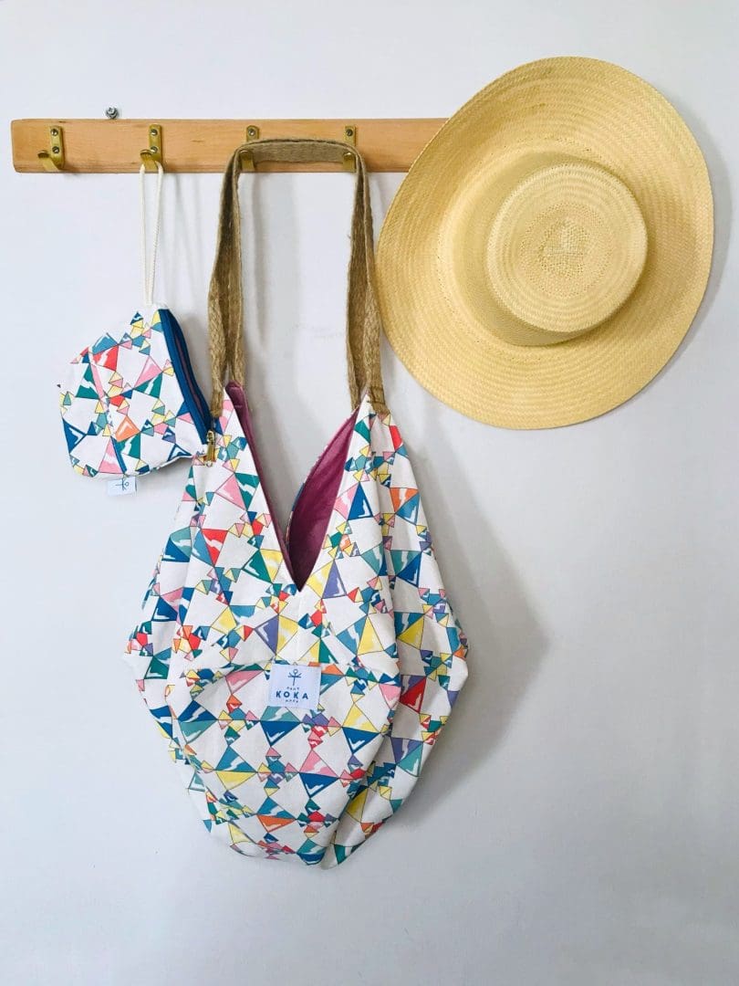 Origami Tote Bag | Rainbow Ice Cubes Magenta