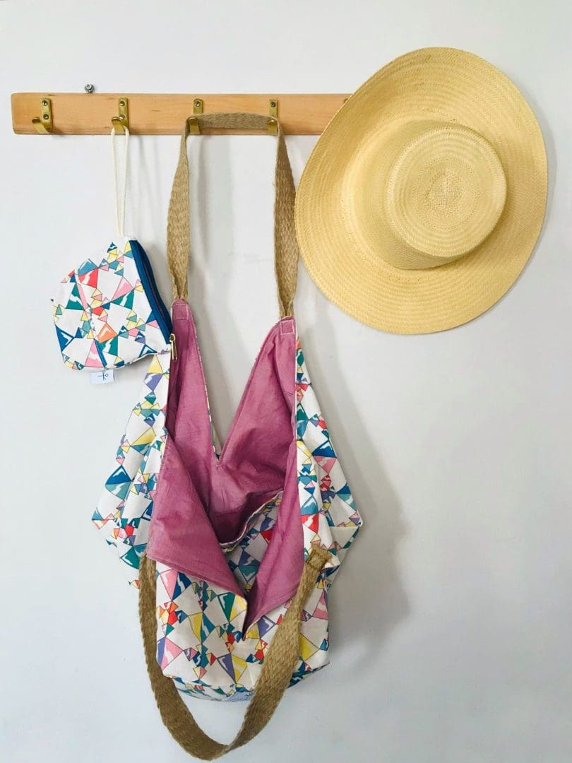 Origami Tote Bag | Rainbow Ice Cubes Magenta - Image 3