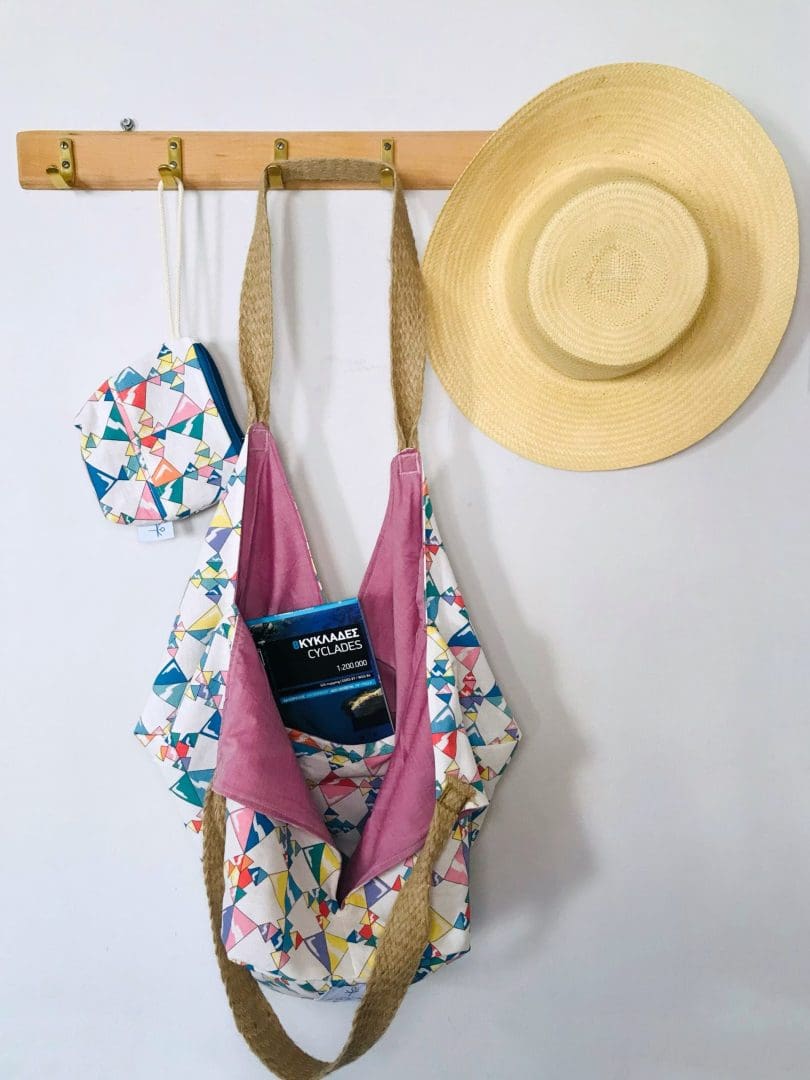 Origami Tote Bag | Rainbow Ice Cubes Magenta - Image 2