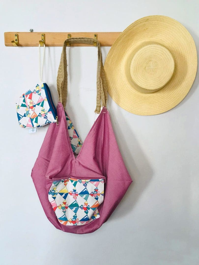 Origami Tote Bag | Rainbow Ice Cubes Magenta - Image 6