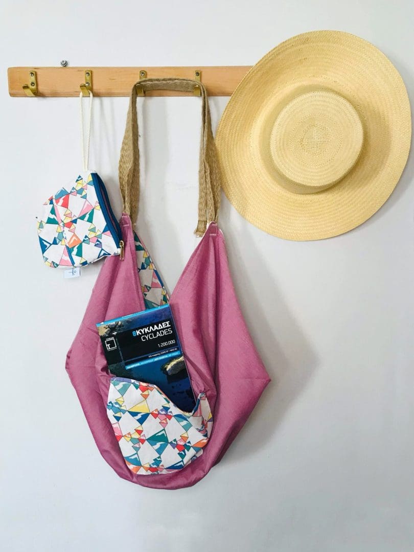 Origami Tote Bag | Rainbow Ice Cubes Magenta - Image 5