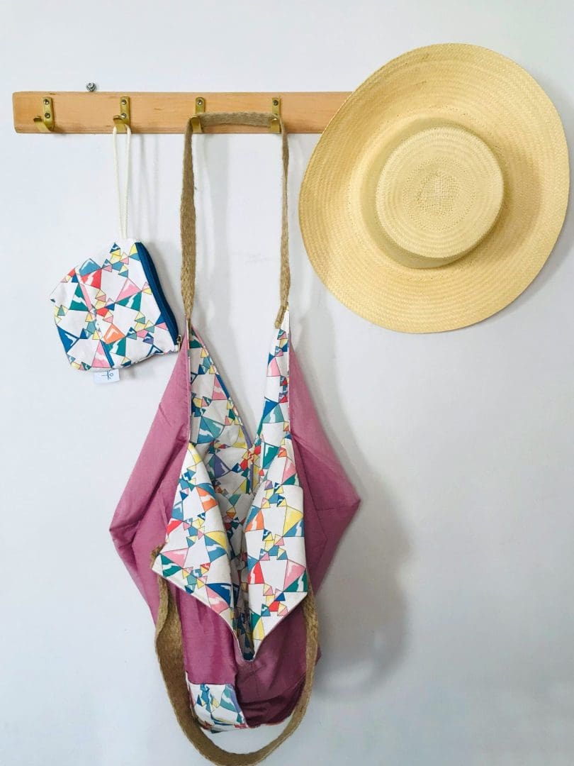 Origami Tote Bag | Rainbow Ice Cubes Magenta - Image 4