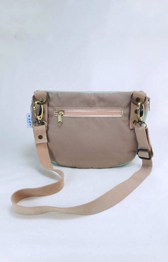 Take Me With You | Crossbody Banana Bag | Beige & Mint - Image 4
