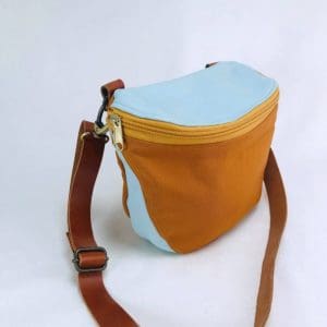 Take Me With You | Crossbody Banana Bag | Cinnamon & Light Blue