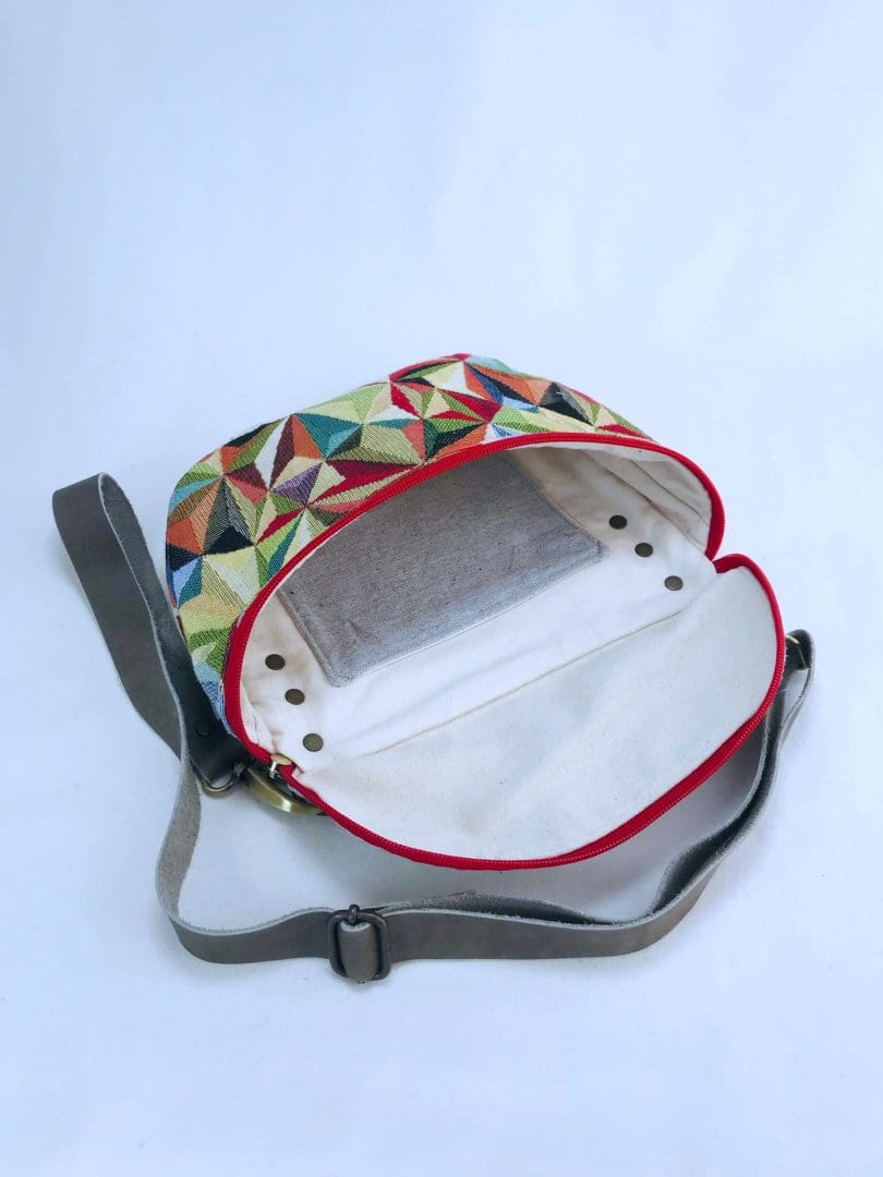 Take Me With You | Crossbody Banana Bag | Red Geometry & Grey - Image 7