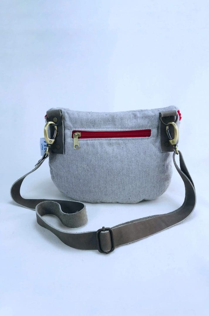 Take Me With You | Crossbody Banana Bag | Red Geometry & Grey - Image 3