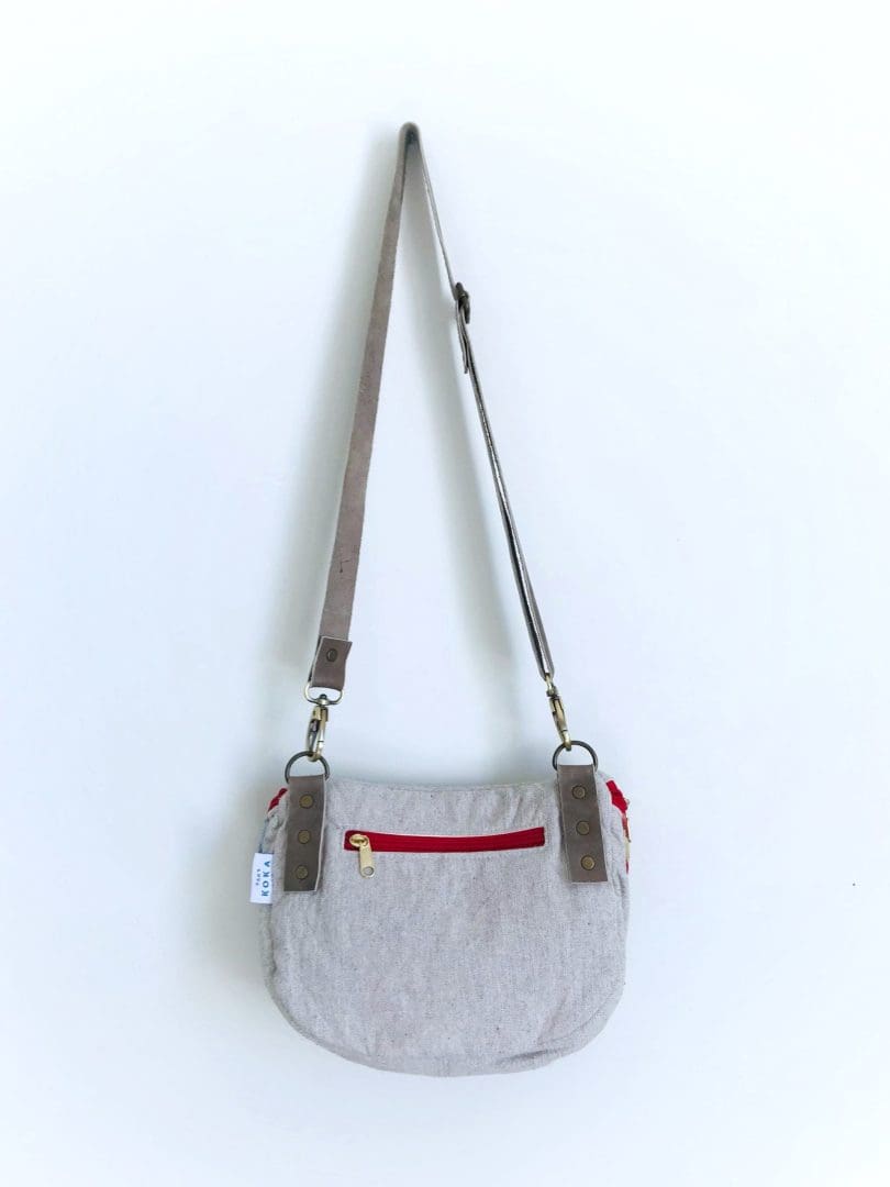 Take Me With You | Crossbody Banana Bag | Red Geometry & Grey - Image 5