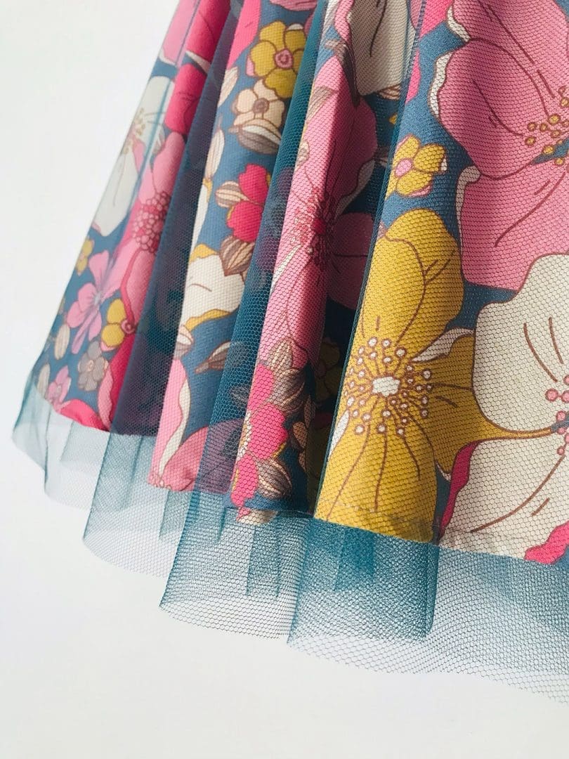 Φούστα Glitter Glam | Λουλούδια σε μπλε Φόντο