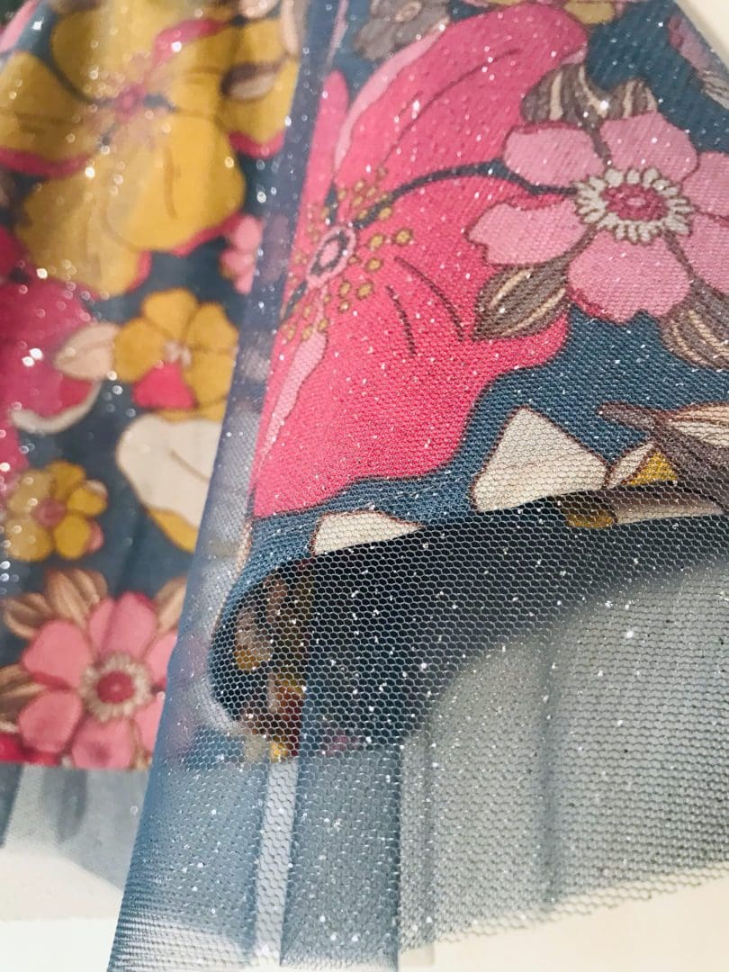 Φούστα Glitter Glam | Λουλούδια σε μπλε Φόντο - Image 6