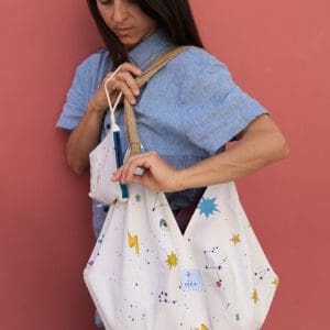 Origami Tote Bag | Stars & Planets Magenta