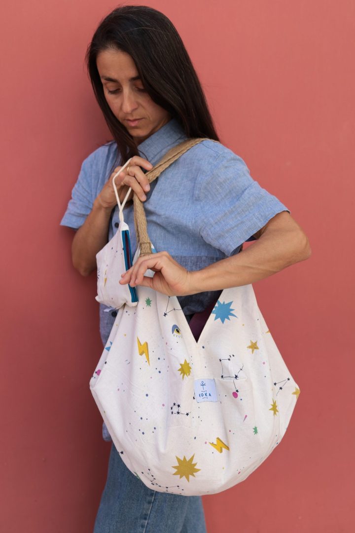 Origami Tote Bag | Stars & Planets Magenta